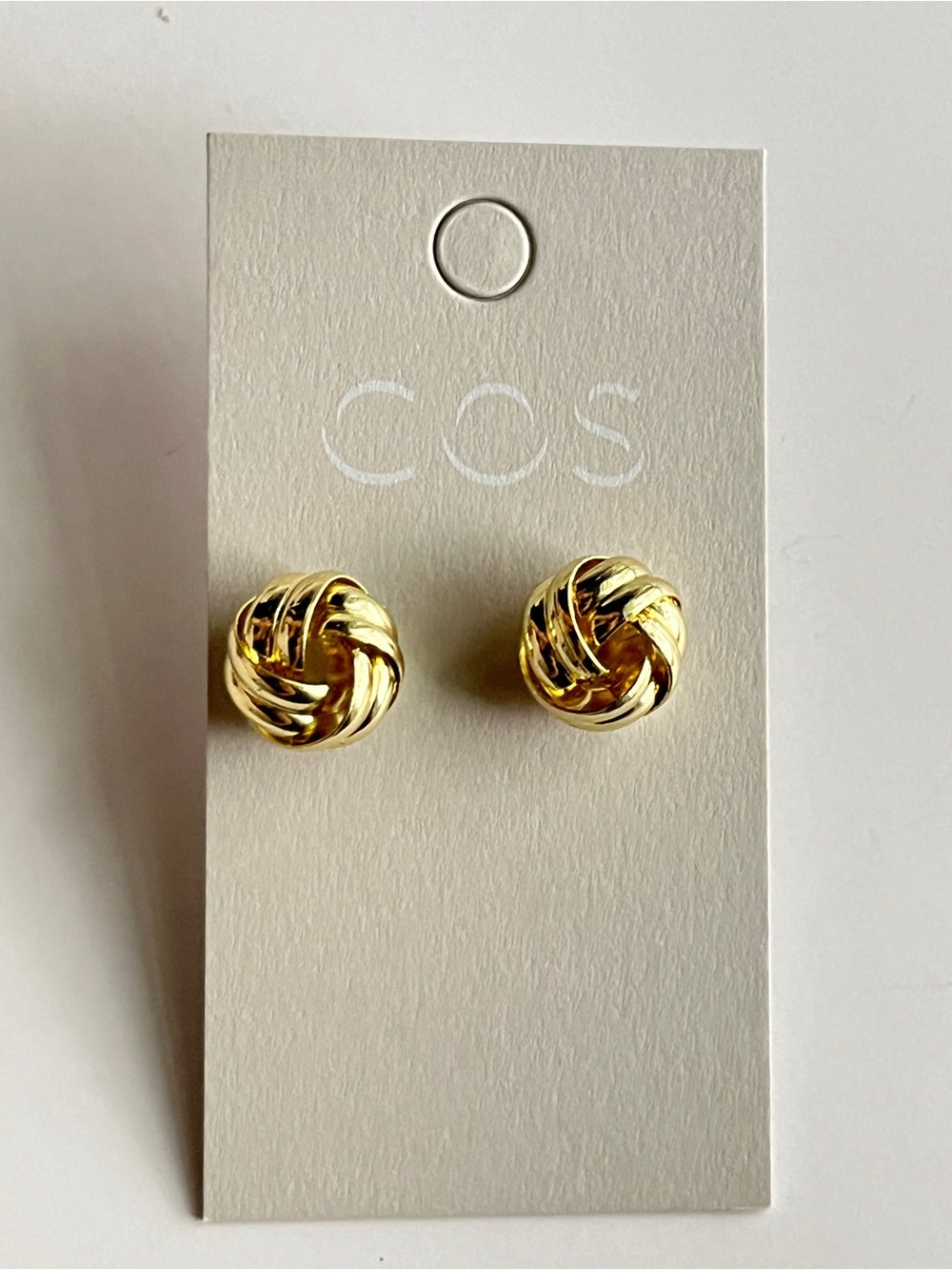 COS Polished Gold Twist Knot Stud Earrings